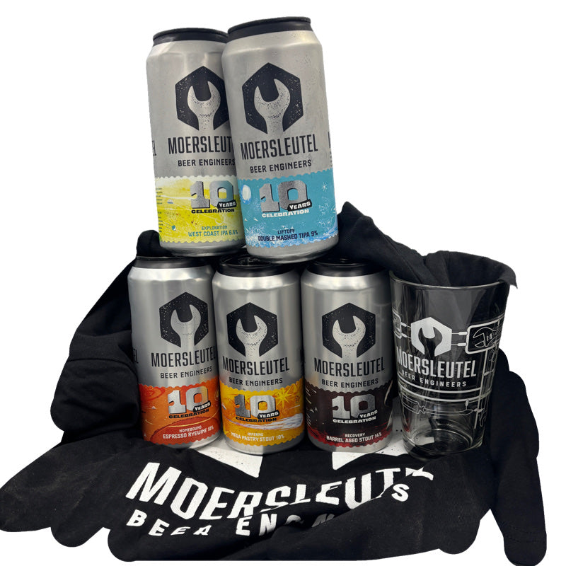 Moersleutel 10 years Celebration + glas + T-shirt